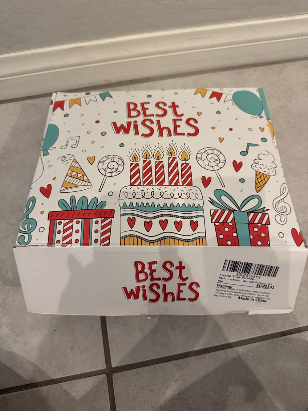 Best Wishes Party Favor Gift Boxes - White, Red & Teal